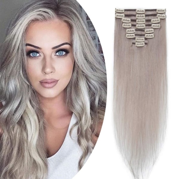Clip In Hair Extensions Seamless Light Clip on Real Hair Weft 8st