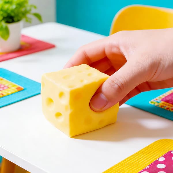 Ost Squishy Stressleksak, Långsamt Stigande TPR Sensorisk Klämboll för Barn och Vuxna, Gul, 5 cm
