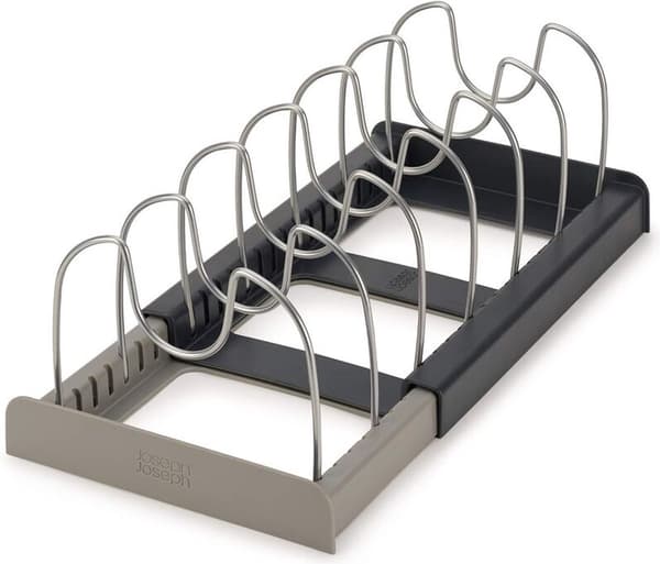 Adjustable Pot Rack - For 7 Pots/Pans - Black 304 Stainless Steel - Freestanding Kitchen Organizer