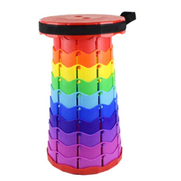 Hopfällbar teleskopisk pall, max belastning 400 kg, lämplig för vuxna utomhusfiske, vandring, trädgårdsarbete, resor, grillning Red-Rainbow
