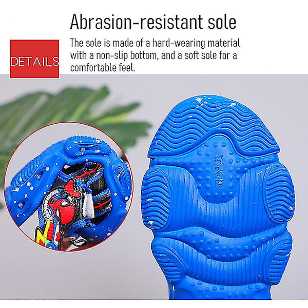 Pojat Led-sandaalit Spiderman Ulkoilukengät Rantakengät Lasten Valo-up Liukumattomat kengät kesään B Blue 31 innersula 19.2 cm