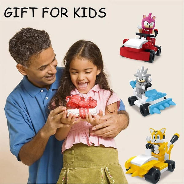 6st Sonic byggklossar mini actionfigurer Tecknad racerbilsspel monterad minifigurer Leksaker Barn Pojkar Flickor Julklapp