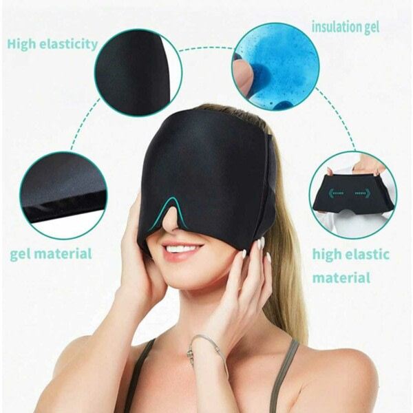 Migrenehette - Hodepinehette mot migrene - Kjølende øyemaske svart black one size black one size