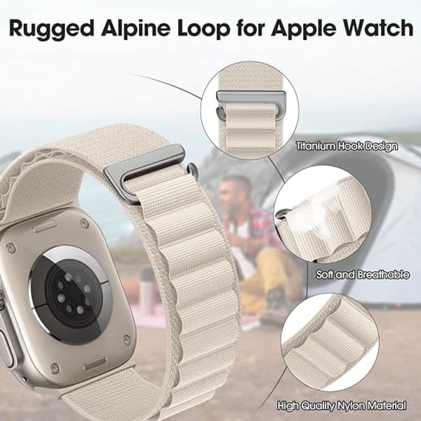 Alpine Loop Band Kompatibel med Apple Watch Band 42mm 41mm 38mm för kvinnor män, justerbar 2/Ultra/Series SE 9/8/7/6/5/4/3/2/1