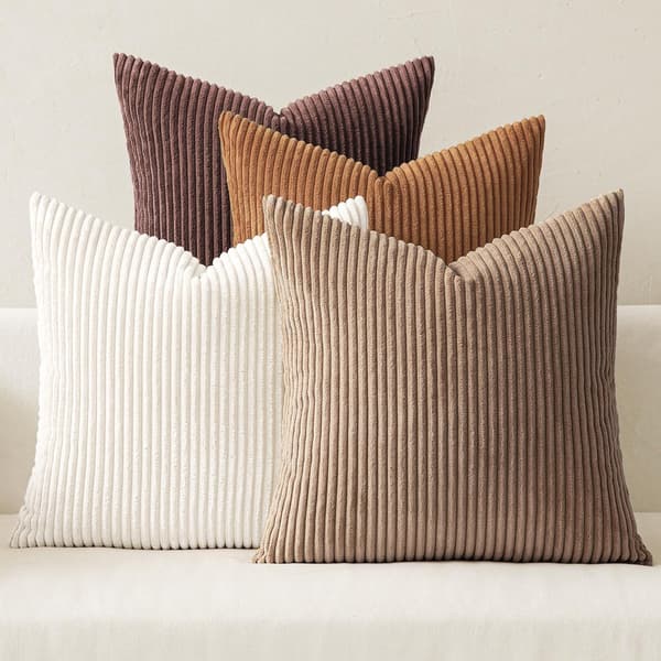 Sæt med 4 fløjls pudebetræk, bløde stribede dekorative pudebetræk til sofa soveværelse stue, 45 x 45 cm D 45x45 cm