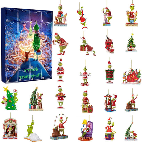 Grinch Julekalender 2023 - 24 Gaver & Figurer, Nedtællingskalender til Børn Style 2