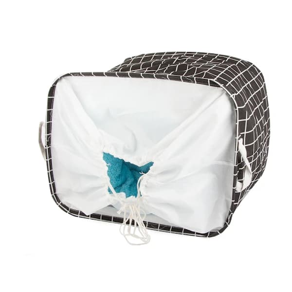 Foldable Laundry Basket - 90L Black (Checkered) Black (Checkered) Svart (Rutig)