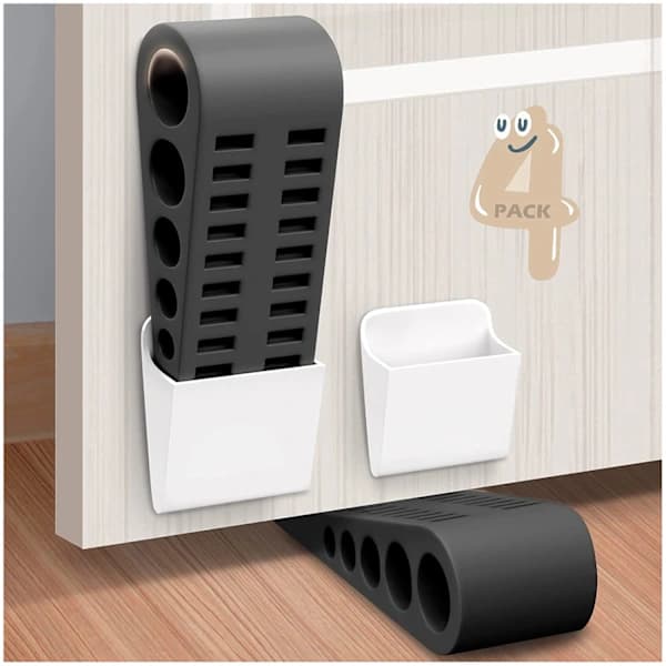 Black 2-pack door stops, rubber stops, non-slip on all floor surfaces