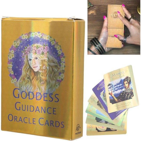 Goddess Oracle Card, 44 holografiskt papper Engelsk Tarot Fate