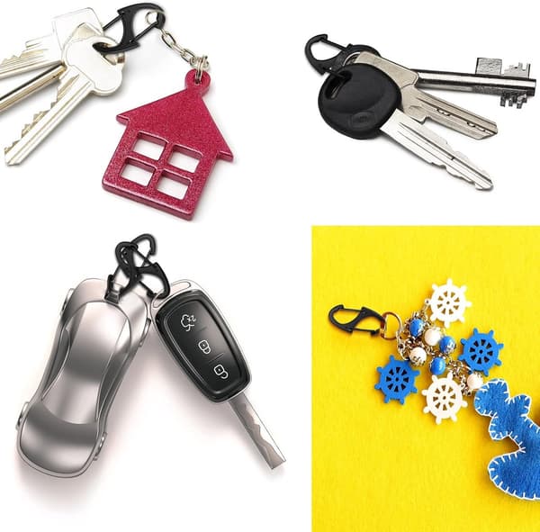 40 karabinhager - 41 mm, lynlåsklemmer, små dobbeltsidede - til nøgleringe, camping, vandreture - sort