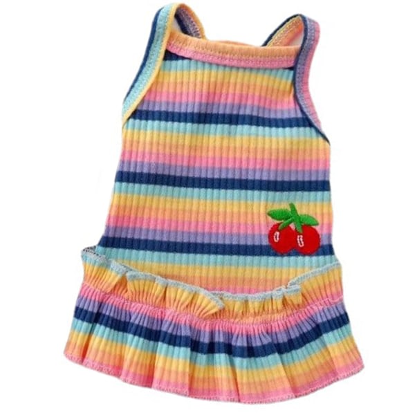 CDQ Hund Regnbågsrandig Klänning Hund Sommarklänning Katt Klänning Outfits