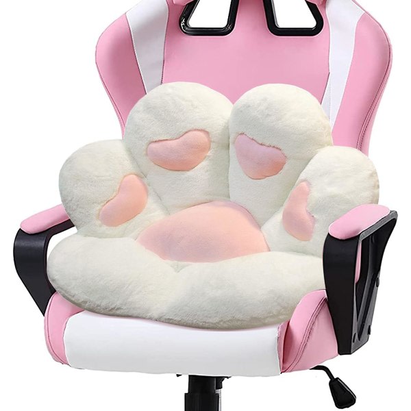 Cat's Paw Cushion Kawaii Chair Cushion 69,8 x 59,9 cm Söt hjärta Sittdyna Bekväm latsoffa för spelstol Rumsdekoration Vit