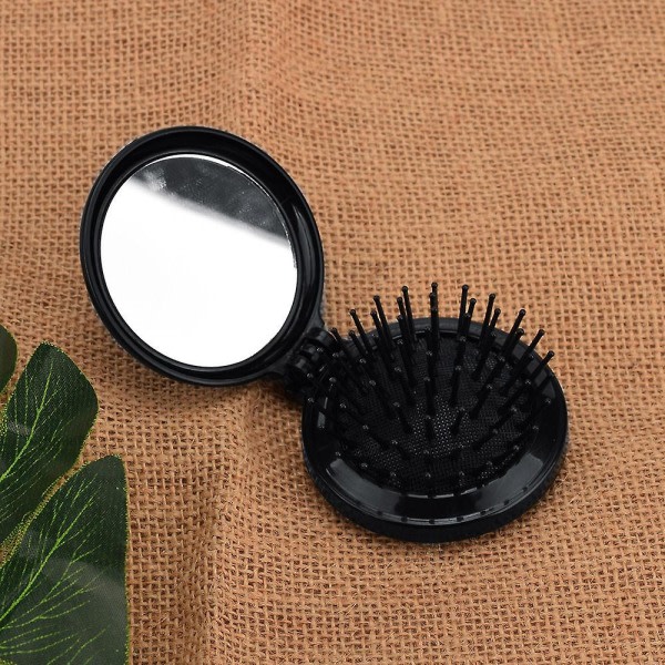 Mini Pocket hårkam med spegelvikbar borste Resehårborste