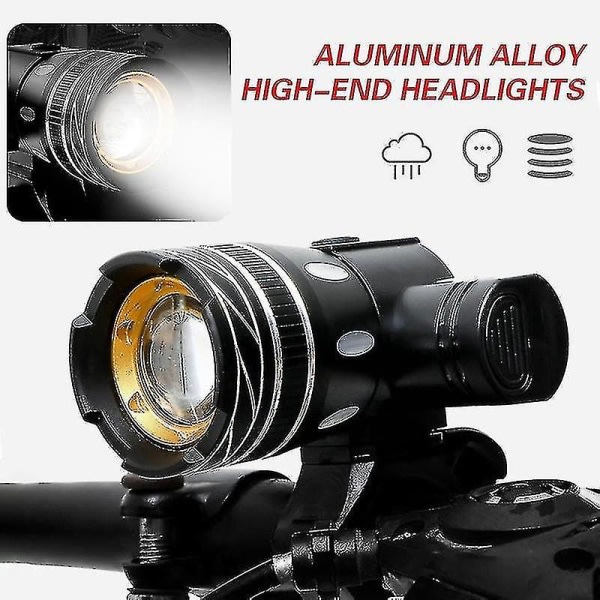 Z30 15000lm T6 LED-cykellys/cykellys/lyssæt USB-genopladelig pandelampe/lommelygte vandtæt zoombar cykellys