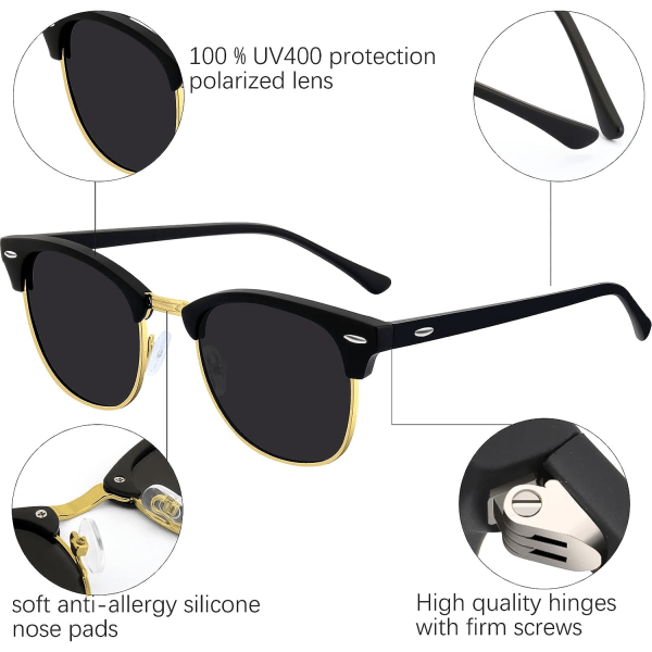 Polariserade solglasögon för män och kvinnor UV-skydd Klassisk solglasögon TR90 Ram UV400 skyddssolglasögon