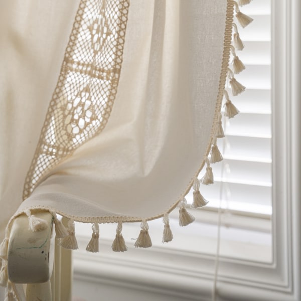 Bomull Linne Salong Gardiner, Vintage dekorativa Gardiner 150*160CM 150*160CM