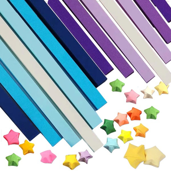 1080 ark Origami Stars papper, dubbelsidig färgdekoration