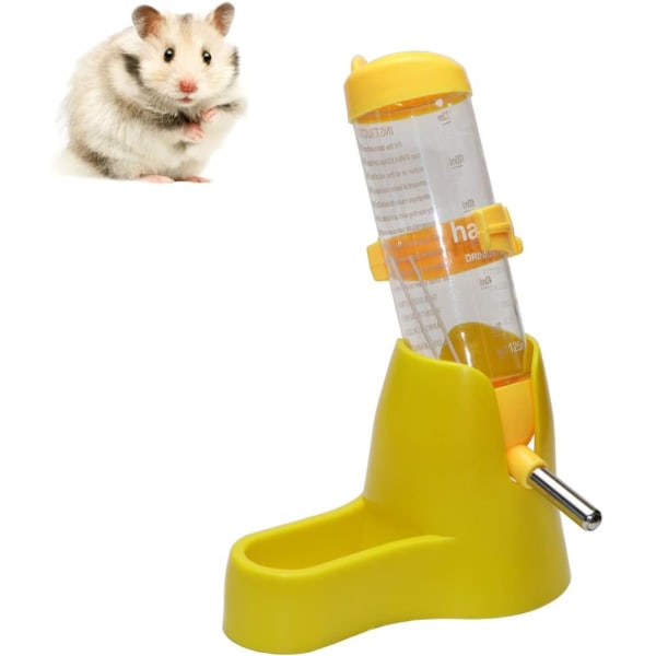 3 i 1 hamster hängande vattenflaska husdjur auto dispenser med bas for dvärg hamster skal råtta igelkott-gul 125 ml