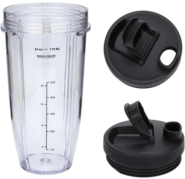 24OZ 710ml Reservedele til Blender - 24 oz Kop - Passer til Nutri Ninja BL480 1500W (2 Kopper, 2 Låg, 1 Base)
