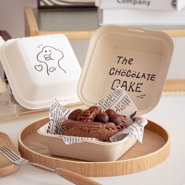 Biologiskt nedbrytbara papperslådor för engångsbruk Paket med 10 - Tårtlådor Donut Mini Tårtbakelse Jälkiruoka ja pajlådor - Takeaway-förpackning