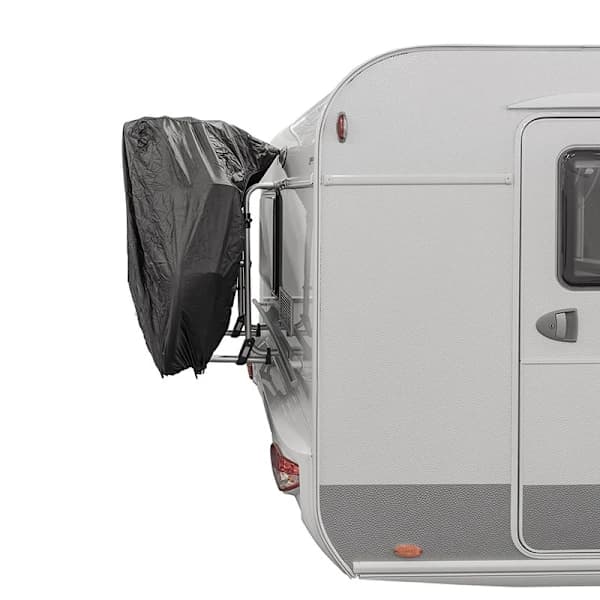 2 Cykelovertræk Holdbar Nylon med Advarselsskiltlomme til Campingvogn og Autocamper Transport Sort