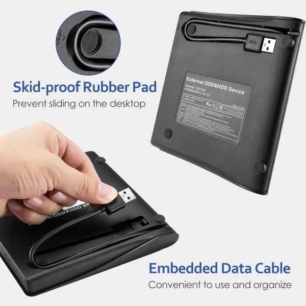 Extern DVD-enhet, USB 3.0 bärbar CD/DVD-RW-enhet/DVD-spelare