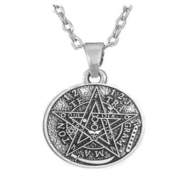 Tetragrammaton Pentagram Halsband Hänge för män Gotisk Wiccan Pentacle Talisman Seal Of Solomon Amulet Choker Smycken Presenter chain