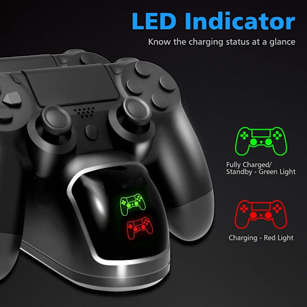 INF Dobbelt opladningsstation til to PS4/PS4 Slim/PS4 Pro controllere