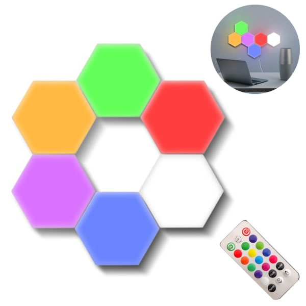 Hexagon LED væglampe - 6 stk RGB modulære touch-lys