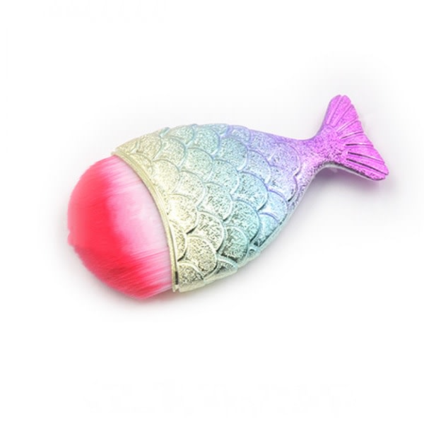 3st Mermaid Foundation borste, färgglada handtag makeup borste rouge borste skönhet makeup verktyg (rundt huvud, platt huvud, snett huvud)