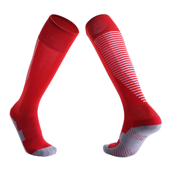 Fotbollstrumpor over knäet, fortjockade handdukstrumpor for män Halkfria sportstrumpor for voksne red zdq
