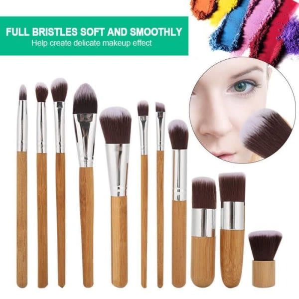 11. enkla fiberhårborstar med træhåndtag, kosmetisk borste med fin tekstur, for professionel makeupartister