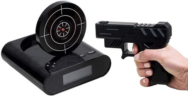 Alarm Clock, Gun Shooting Alarm, 12 Hour Digital Display