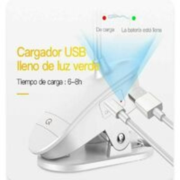 Plug-in batteridrevet leselampe - Plug-in sengelampe med 3 lysstyrkenivåer - USB oppladbar leselampe