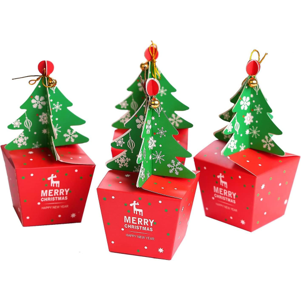 Christmas Cupcake Boxes Presentaskar Presentpåse Xmas Tree Party Favor Dekoration För Barn Party Supplies (10st, Röd) zdq