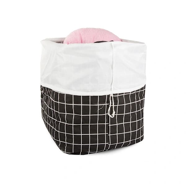 Foldable Laundry Basket - 90L Black (Checkered) Black (Checkered) Svart (Rutig)