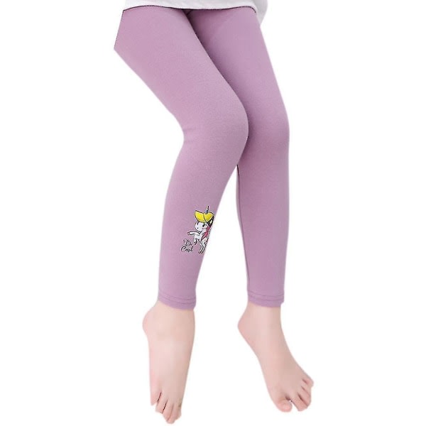 2-12 år Piger Unicorn Trykte Skinny Leggings Bukser Lilla Purple