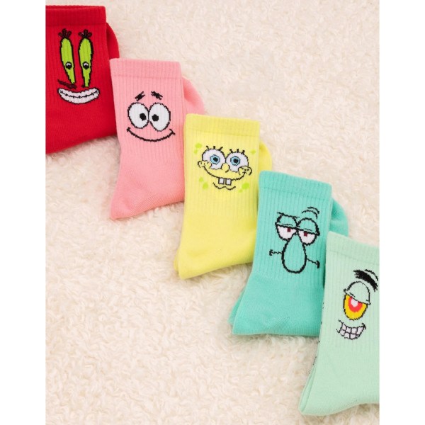 SpongeBob SquarePants Unisex voksne sokker (pakke med 5) 7 UK-11 UK Gul/Grønn/Rød/Blå 7 UK-11 UK zdq