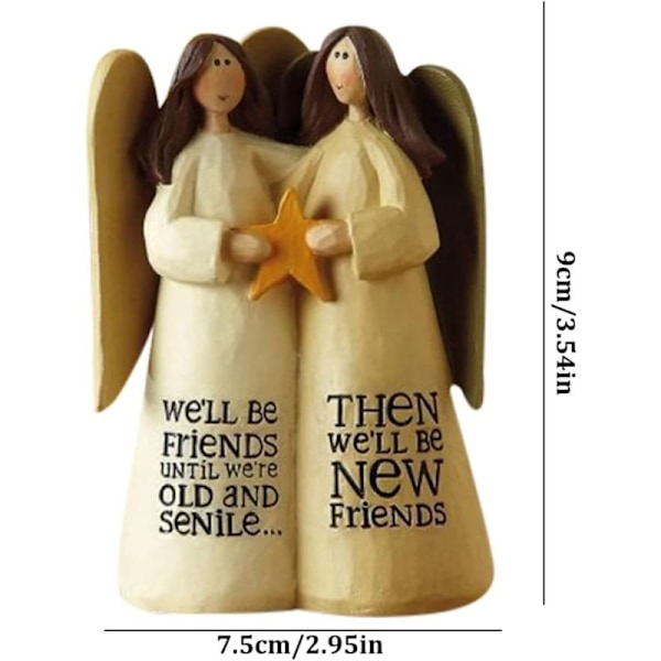 Sisters Forever Engel Hjerte - Venskabsengel Figurin, Forever Sisters og Bedste Venner Statue, 2 Piger Engel Skulptur Hjem