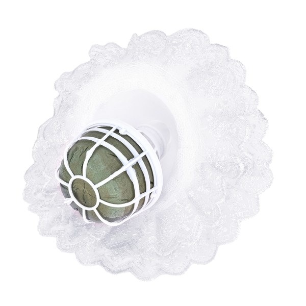 Bukett håndtakholder + Hvit blonder krage for brud floral bryllup Hvit one size