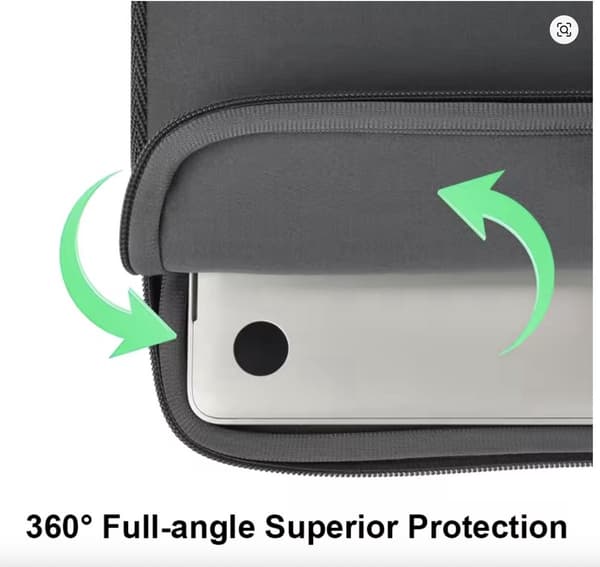14 tommer laptop sleeve Stødresistent Ridsefast Polyester Med Tilbehørslomme til Rejse og Arbejde Sort