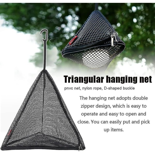 Vikbart campingnät, triangulär hängande korg för torr förvaring, design med dubbla dragkedjor, medium (40*43,5 cm) zdq