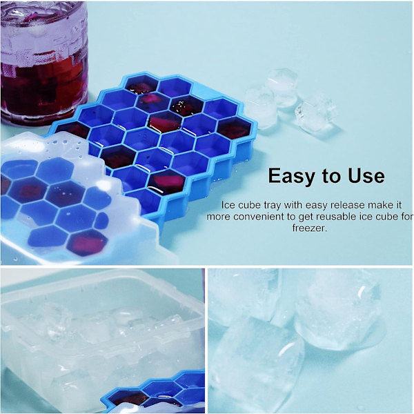 Ice Cubes - Ice Cube Tray - with - Lid - Ice Cube Mold - Ice Cube Makers - Silicone Ice Cube Molds - Kitchen Accessories - Ice Molds