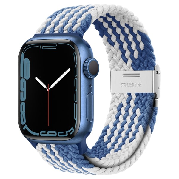Lämplig apple watch band Z-mönster blått och vitt#42/44/45mm