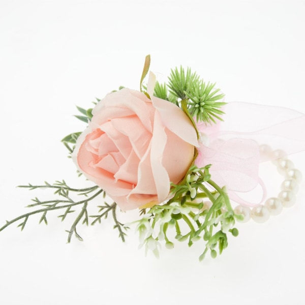 6 stk Brud Brudgom Bryllup Corsage Håndled Blomster, Håndled Blomster Champagne Champagne