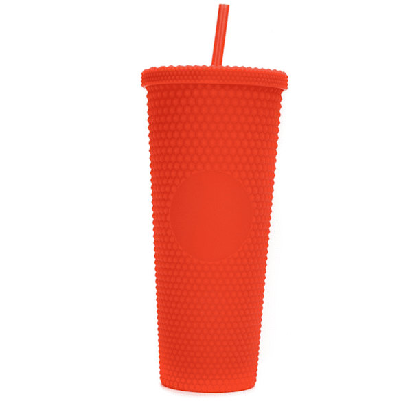 24oz Orange Tumbler - Dobbelt væg, Genanvendelig, Iskaffe Kop, BPA Fri