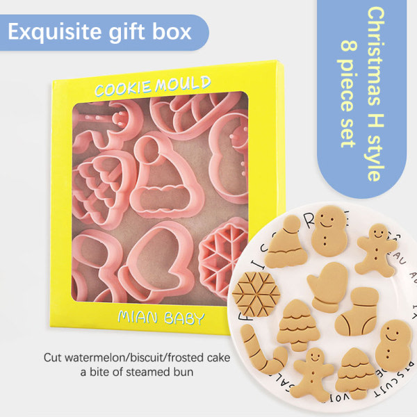 8./ Sæt Christmas Cookie Form e Christmas Tree Gingerbread Coo Pink onesize