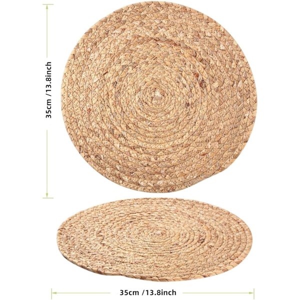 Gixusil 8 kpl Kudotut Alusmatot, 9.8\", Luonnollinen Vihreä, Rustic Kudonta, Ruokapöytä
