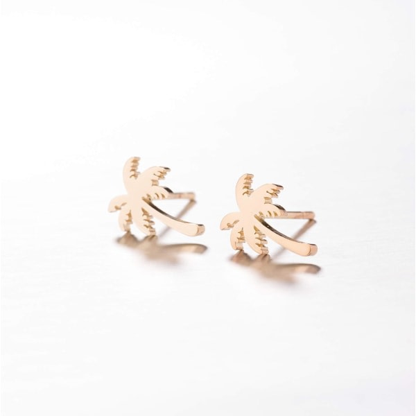 Heyone rustfrit stål Tiny Beach Palm Tree Stud øreringe sommerferie smykker