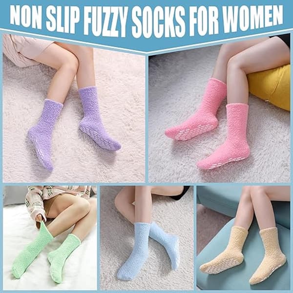 Fluffy Non-Slip Indoor Socks, Super Soft and Warm for Winter - Keeps Feet Warm